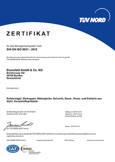 Zertifikat TÜV Nord 2018